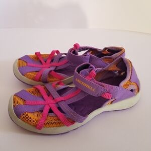 Merrell Girl's Vibram Sole Sandals Purple Orange Pink Grey Size 3